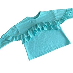 Gymboree Green Ruffled Long-Sleeve Sweatshirt